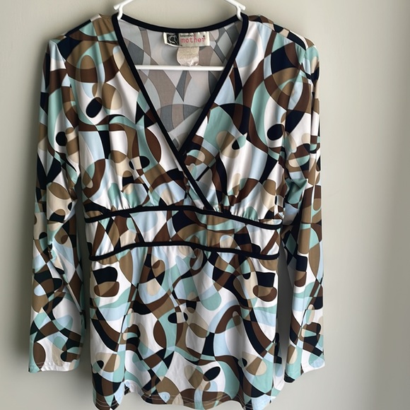 Maternity Faux Wrap v-neck long sleeve top tie back waist- Large - Picture 1 of 8